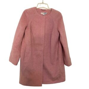 Boden Wool Mohair Pink Peacoat Jacket Size 6 Petite Preppy Outerwear Womens